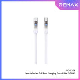100W ( C to C )-REMAX RC-C108 C-C Mecha Series 100W Type-C to Type-C Fast Charging Data Cable - White